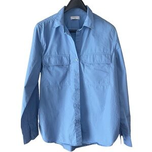 Babaton Utility Poplin Button Down Shirt in Sky Blue